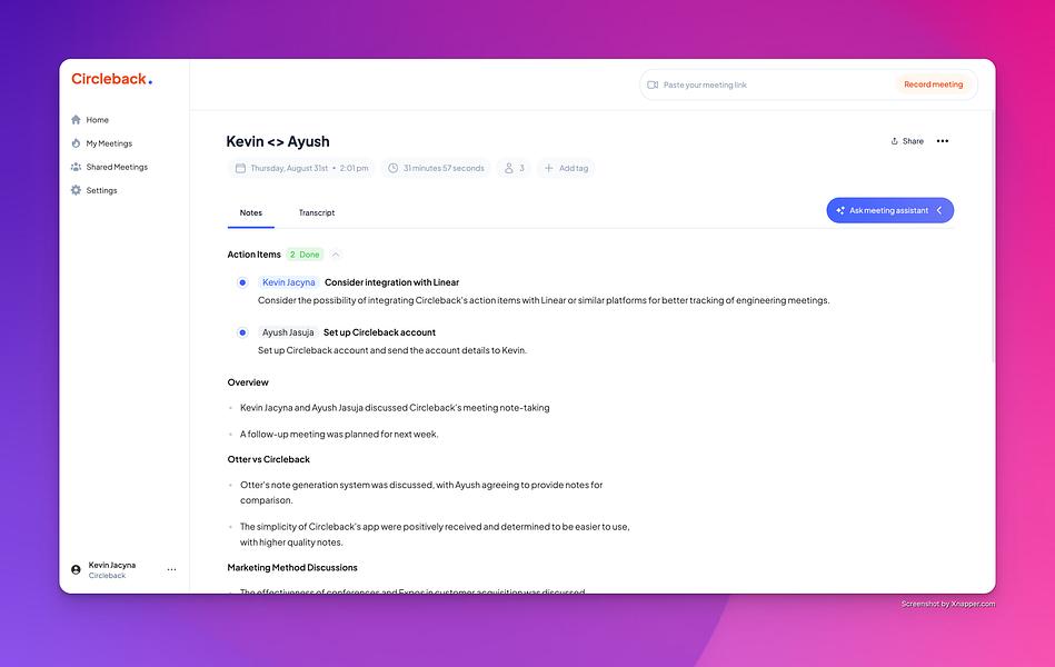 Circleback preview