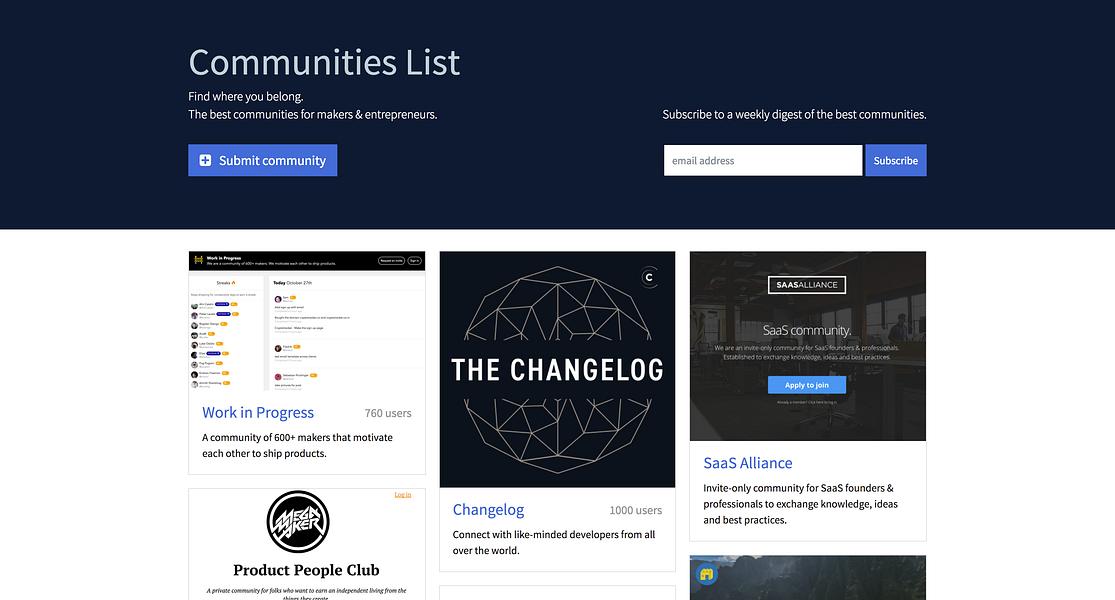 Communities List preview