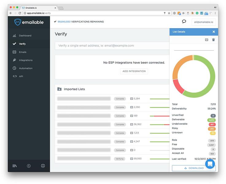 Emailable.io preview