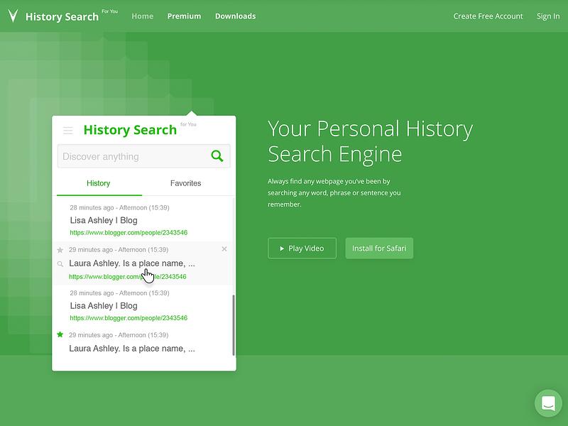 History Search preview