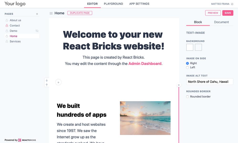 React Bricks image
