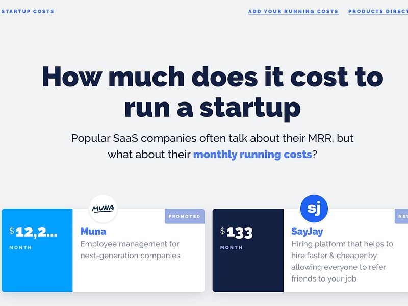 Startup Costs preview