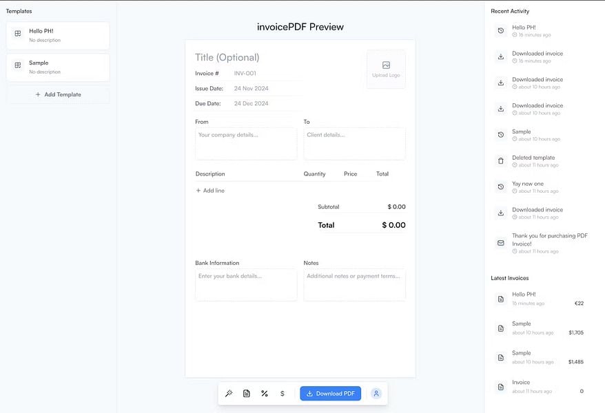 invoicePDF preview