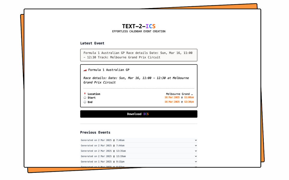 text-2-ics preview